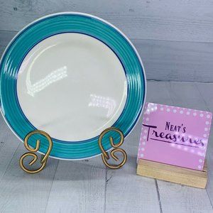 Vintage Montgomery Ward Color Connection  Aqua Band Dark Blue Line Salad Plate